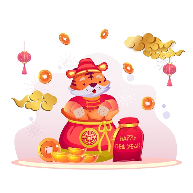 chinese new year lucky money flat vector template style suitable for web landing pages