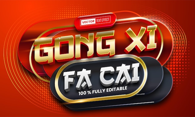 Chinese new year luxury red 3d editable text effect