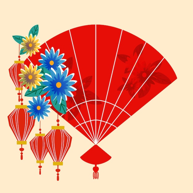 Chinese new year mockuup illustration background and chinese festival design elements