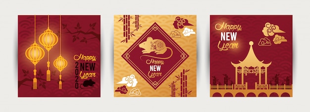 Cartoline stabilite del ratto cinese di nuovo anno