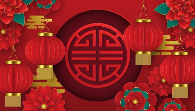 Chinese new year realistic banner vector illustration