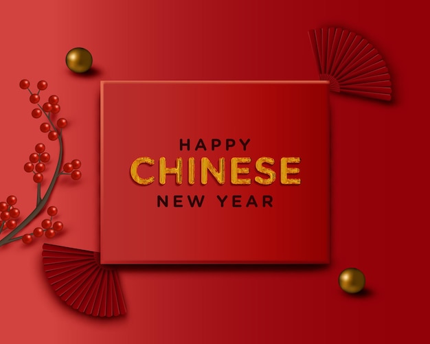 Chinese new year on red background illustration