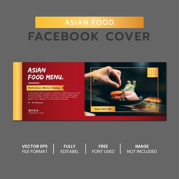 Vector chinese new year restaurant facebook cover template