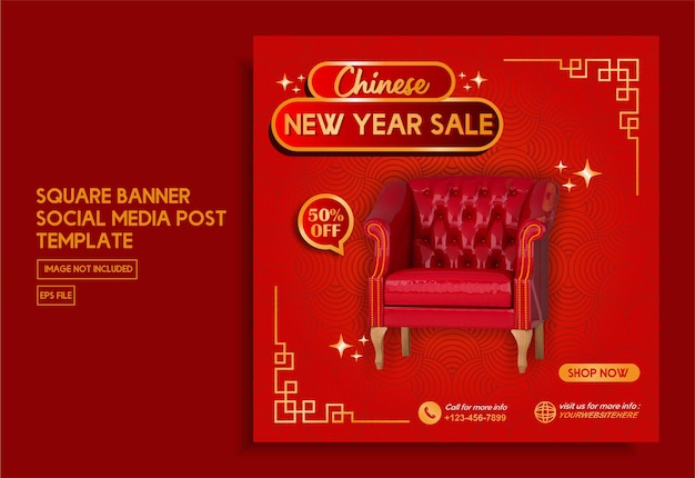 chinese new year sale social media post banner template