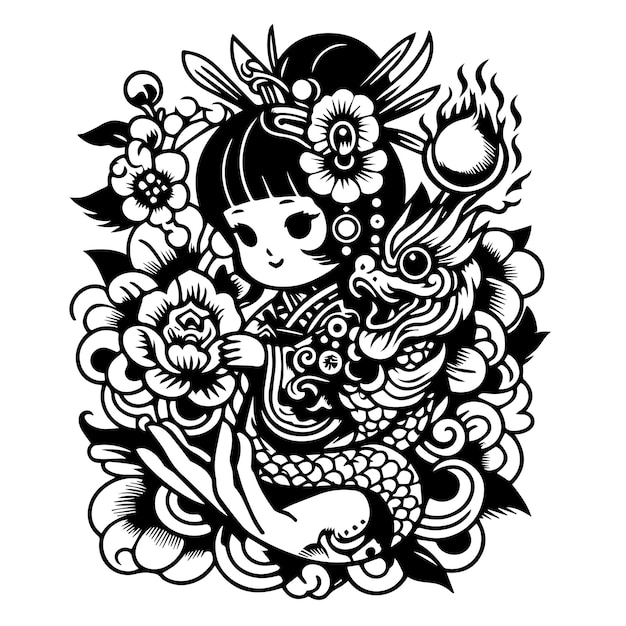 Vector chinese new year tattoo