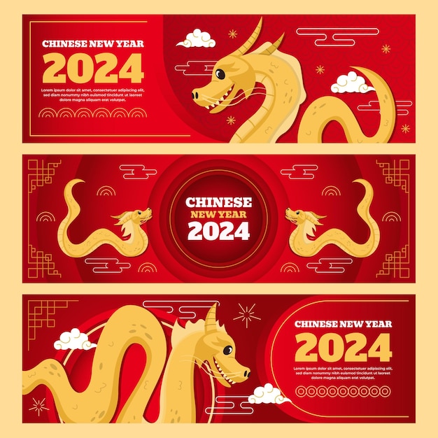 Vector chinese new year wood dragon banner