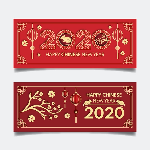 Chinese nieuwe jaarbanners in document stijl