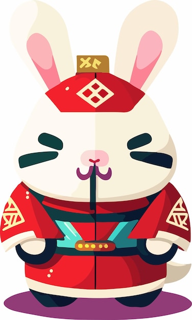 Chinese nieuwe jaarviering met schattig konijn Handgetekende chinese nieuwe jaar vectorillustratie 2023