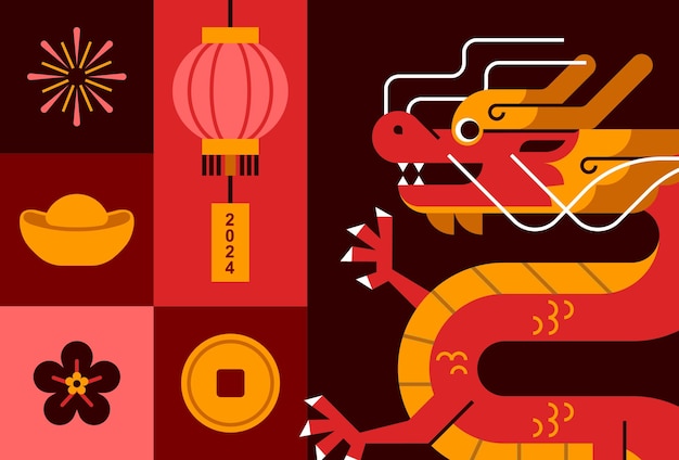 Vector chinese nieuwjaarselementen vectorillustratie