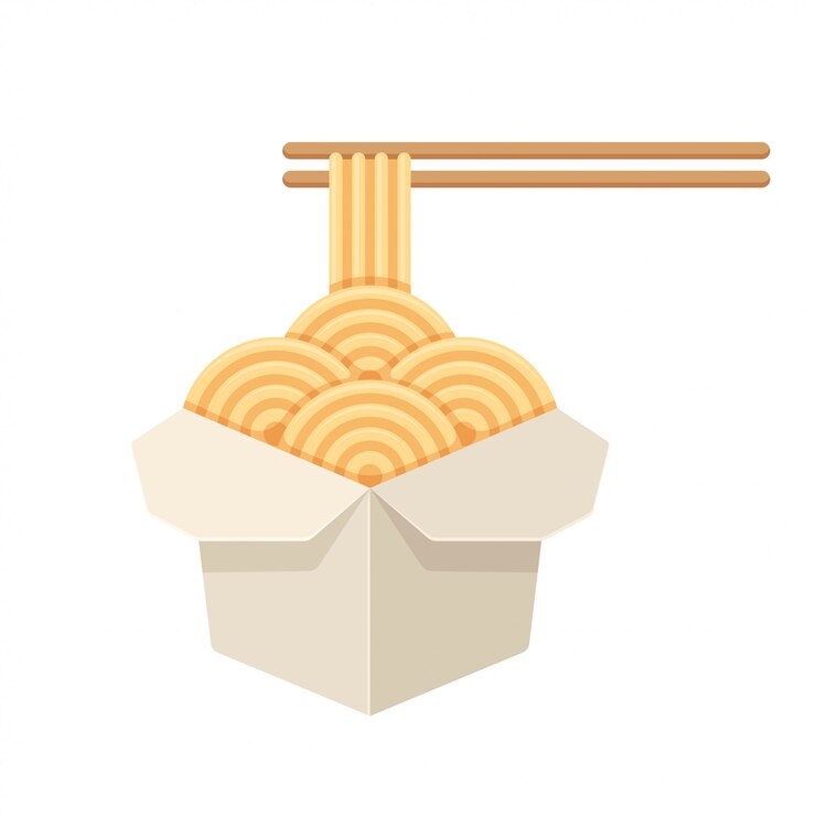 Vector 흰 종이 상자에 중국 국수