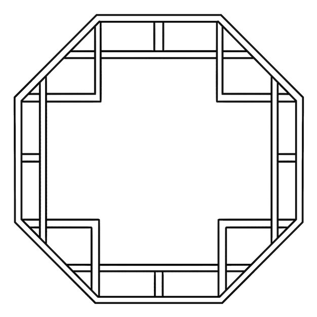 Vector chinese octagon window isolated coloring page