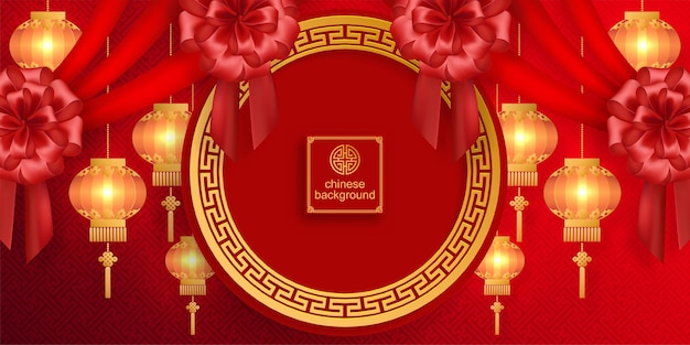 Chinese oriental wedding Invitation, menu card templates with beautiful patterned on paper color Background.