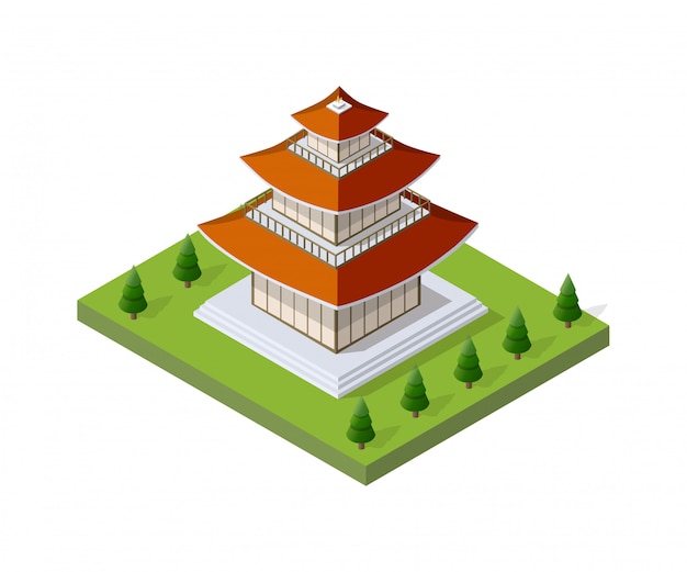 Vector chinese pagoda building house buddhist art of