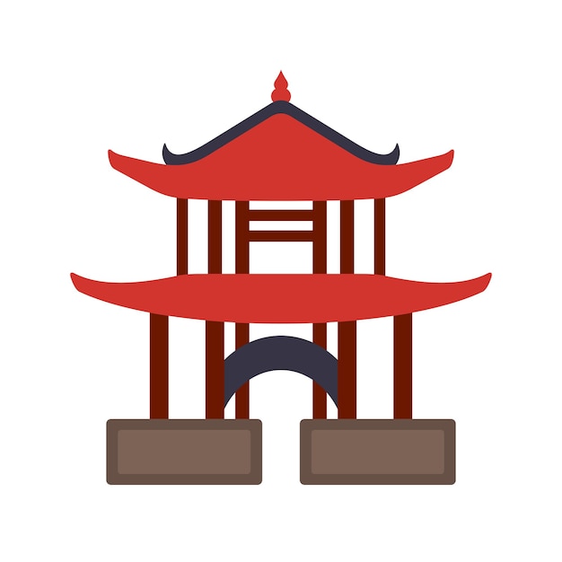 Vector chinese pagoda. flat style vector illustration. chinese gate.