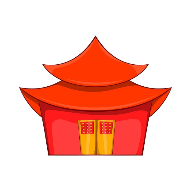 Chinese pagoda icon in cartoon style on a white background