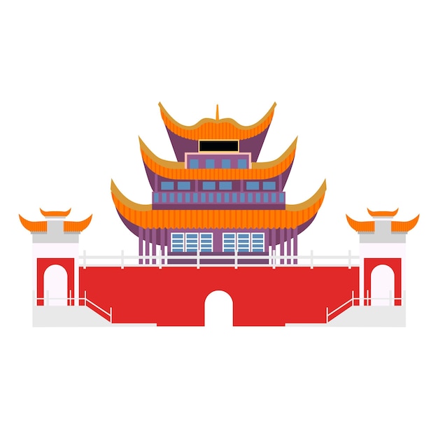 Chinese pagode-tempel met brug en ingang