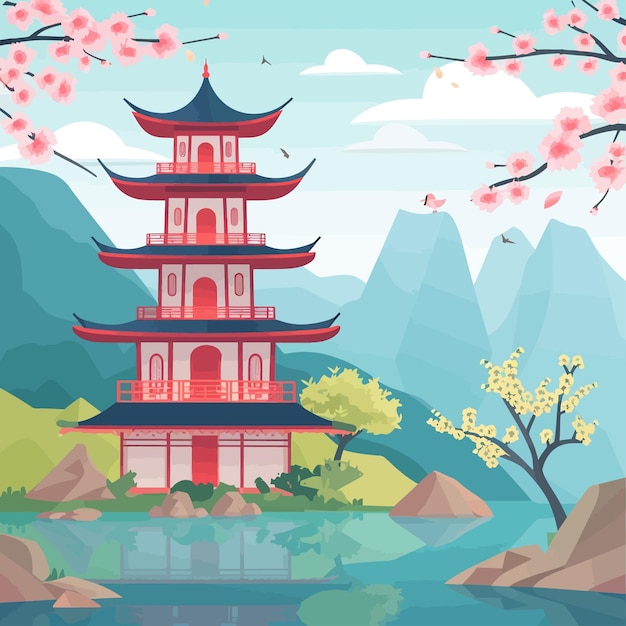 Vector chinese painting style