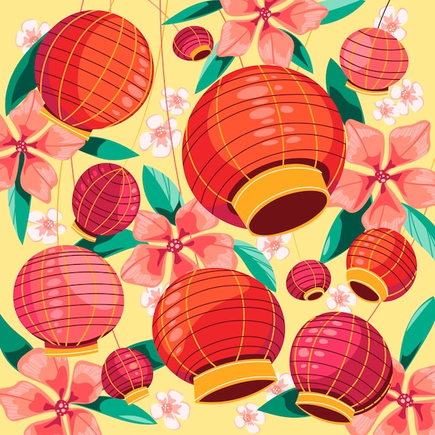 Vector chinese paper lantern festival celebration