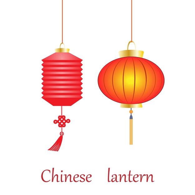 Chinese paper lanterns on a white background