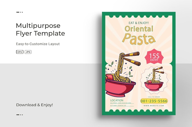 Chinese pasta a4 flyer design template