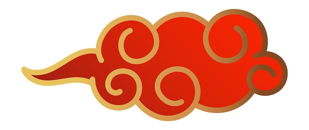 Chinese pattern cloud element. asian design japanese clouds red silhouette