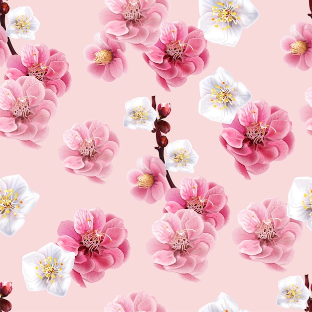 Chinese plum seamless pattern