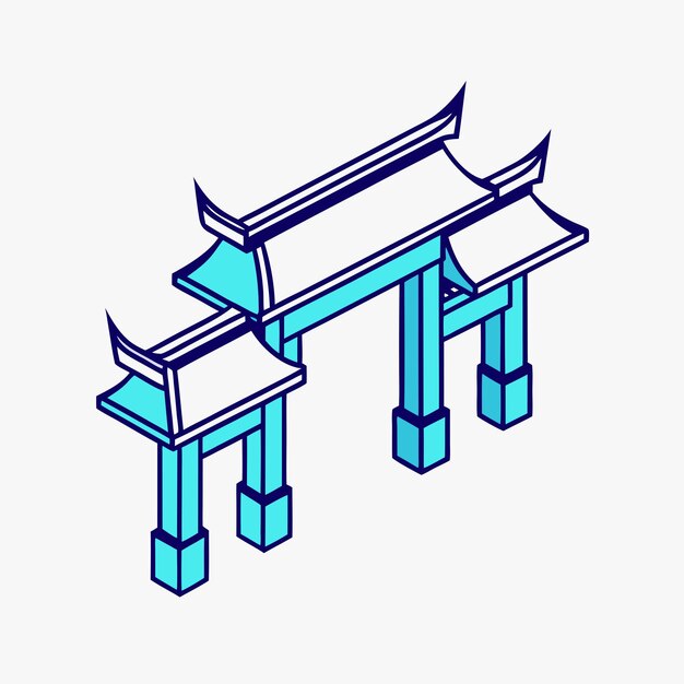 Chinese poort paifang isometrische vector icoon illustratie 12