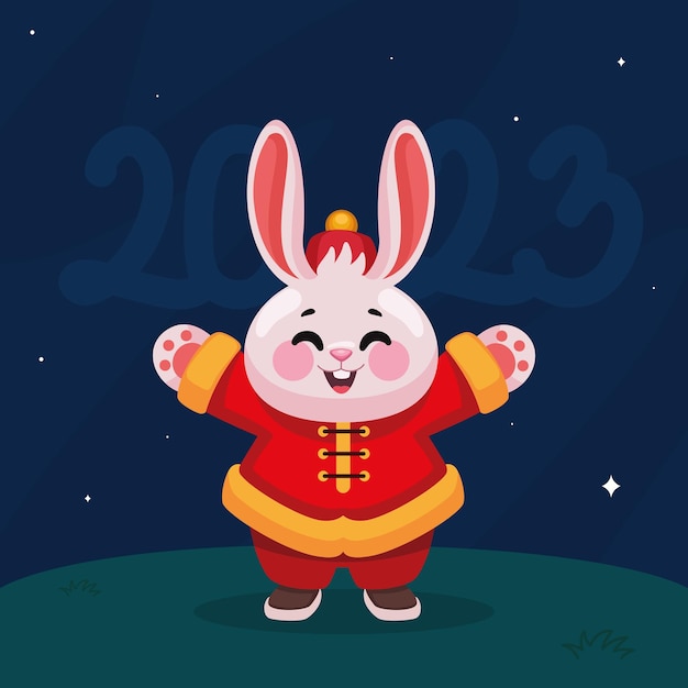 Vector chinese rabbit with year number