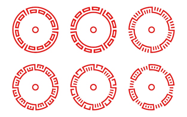 Chinese red circle frame set vector design