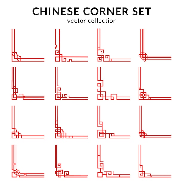 Chinese red frame corners and dividers set