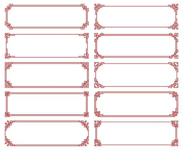 Le cornici rosse cinesi delimitano le linee geometriche asiatiche