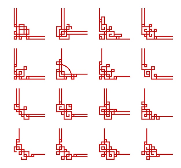 Chinese red frames corners dividers of luck knot