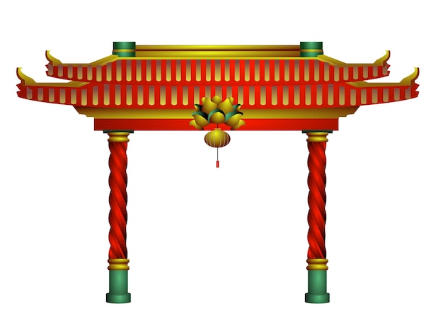 Vector chinese red gate and pillars with gold decoration.