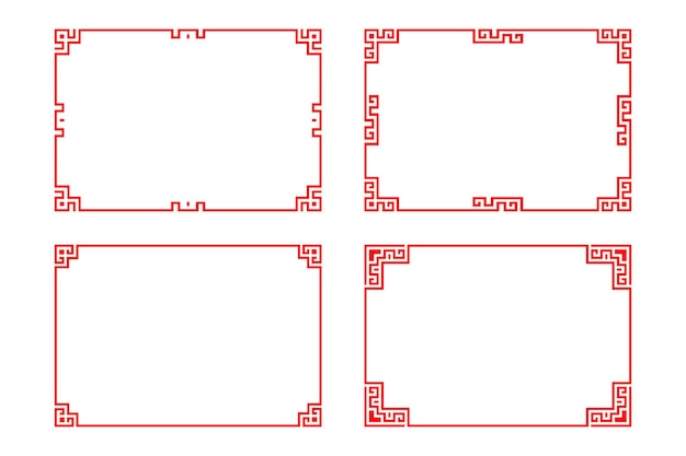 Chinese red rectangle frame vector design