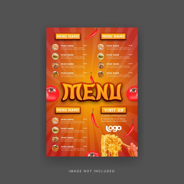 Chinese restaurant menu flyer template
