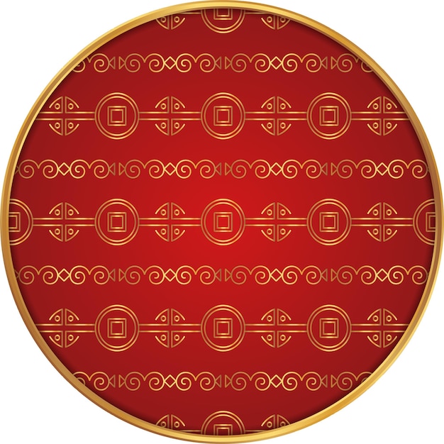 Chinese round frame chinese pattern circle luxury red golden line ornament