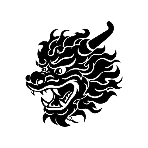 Chinese's Dragon Year vector silhouette of dragon black illustration isolated on white 2024 symbol