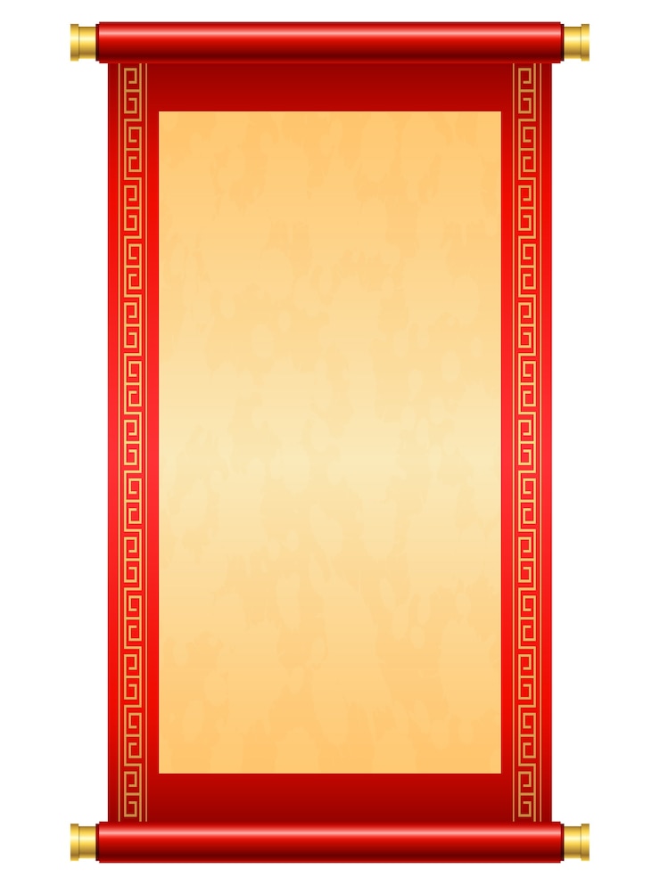 Vector chinese scroll illustration on white background