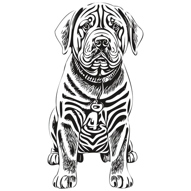 Chinese Shar Pei dog vector face drawing portrait sketch vintage style transparent background sketch drawing