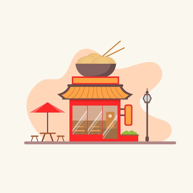 Vector chinese street restaurant illustration