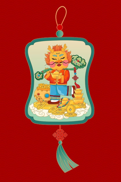 Vector chinese style illustration to celebrate the chinese new year of the dragon