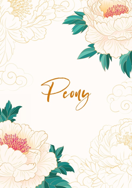 chinese style poster light color fresh style peony flowers