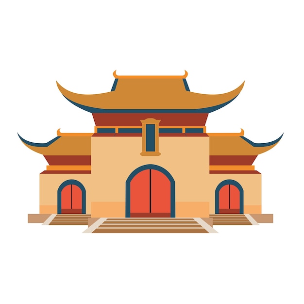 Vector chinese style temple clipart drawing vector illustration