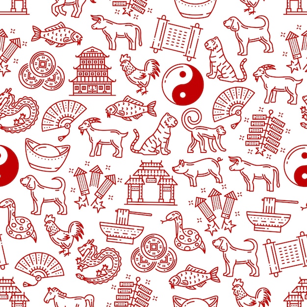 Vector chinese symbols seamless vector pattern