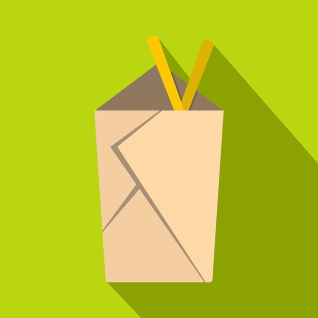 Chinese take out box with chopsticks inside icon flat illustration of chinese take out box with chopsticks inside vector icon for web isolated on lime background