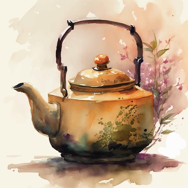 chinese tea pot illustration watercolor 4