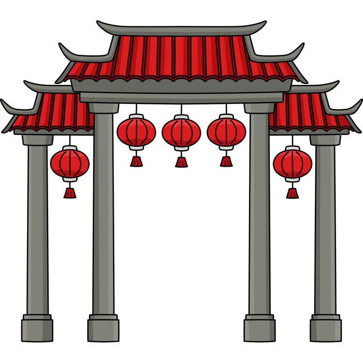 중국 사원 만화 컬러 클리퍼트