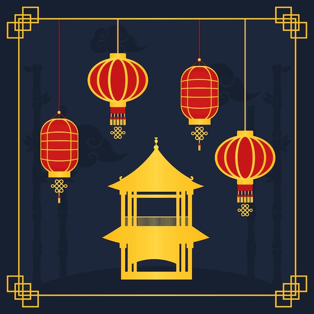 Vector chinese temple illustration