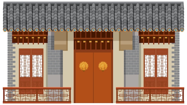 chinese traditional building on white background