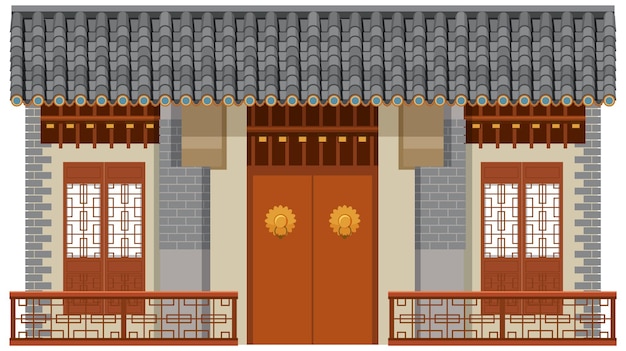 Vector chinese traditional building on white background